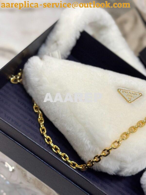 Replica Prada Re-edition Shearling Mini-bag 1BC543 White 8