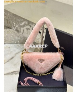 Replica Prada Re-edition Shearling Mini-bag 1BC543 Orchid Pink