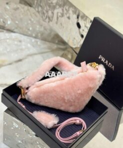 Replica Prada Re-edition Shearling Mini-bag 1BC543 Orchid Pink 2