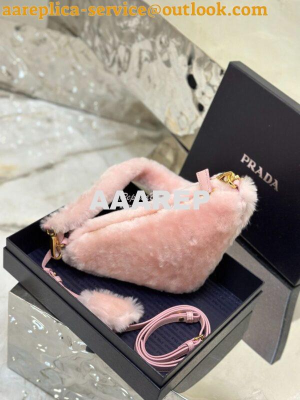 Replica Prada Re-edition Shearling Mini-bag 1BC543 Orchid Pink 2