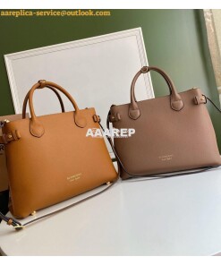 Replica Burberry The Small Banner in Leather and House Check Brown