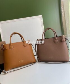 Replica Burberry The Small Banner in Leather and House Check Brown 2