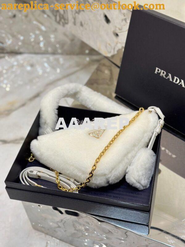 Replica Prada Re-edition Shearling Mini-bag 1BC543 White 12