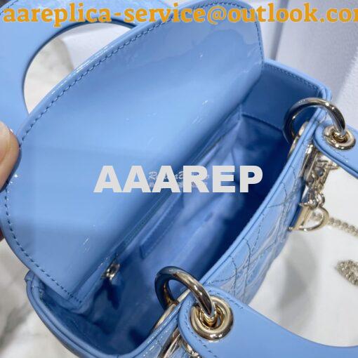 Replica Dior Quilted Patent Calfskin Mini Lady Dior Bag Cornflower 6