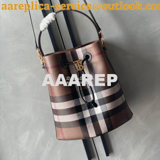 Replica Burberry Small TB Bucket Bag Dark Birch Brown 80696551 2