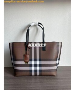 Replica Burberry Medium Check Tote Dark Birch Brown 80696591