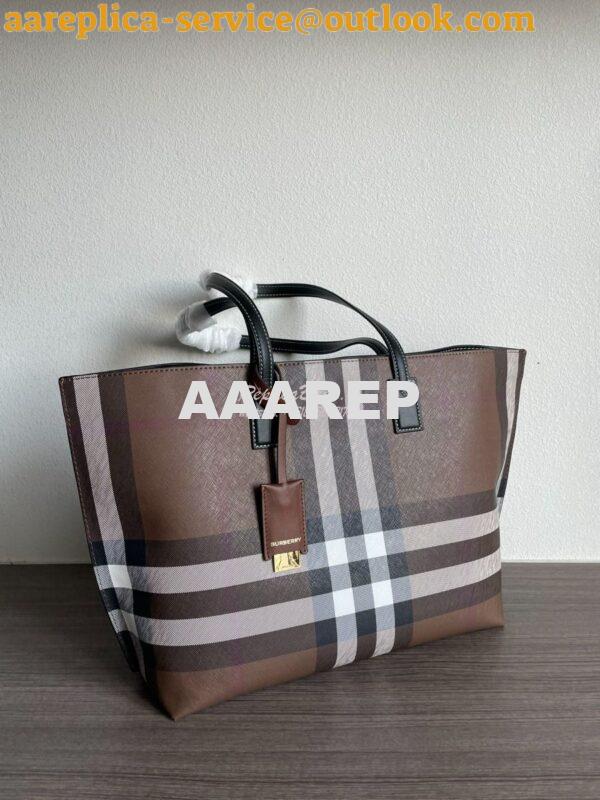 Replica Burberry Medium Check Tote Dark Birch Brown 80696591 2