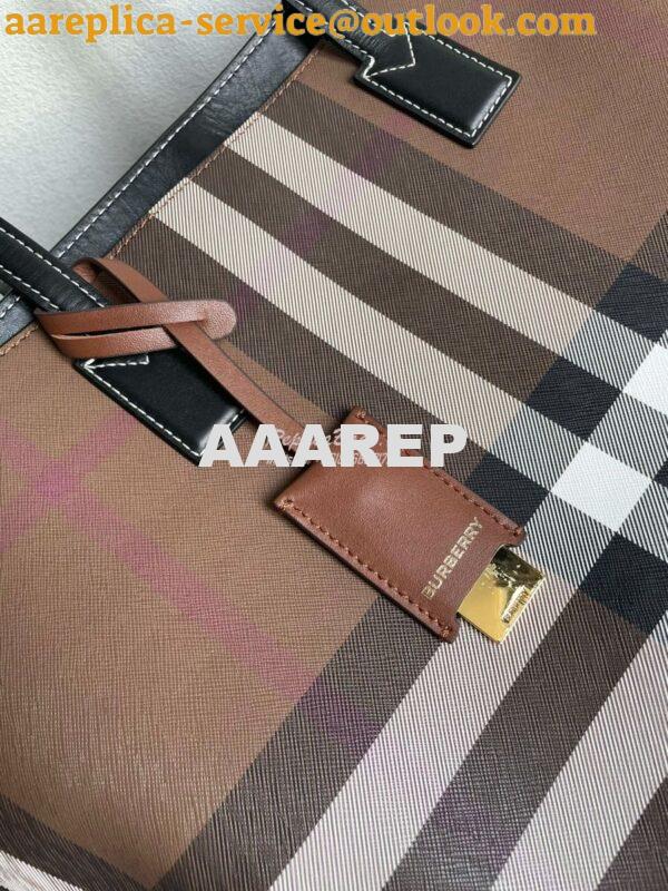 Replica Burberry Medium Check Tote Dark Birch Brown 80696591 3