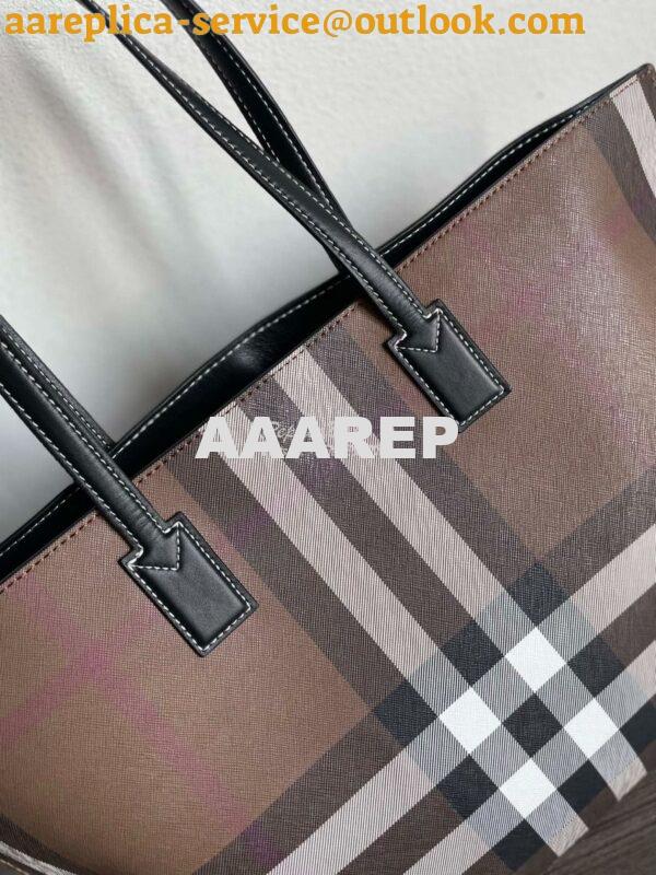 Replica Burberry Medium Check Tote Dark Birch Brown 80696591 4