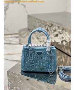 Replica Prada Galleria Satin Mini-bag With Crystals 1BA906 Blue