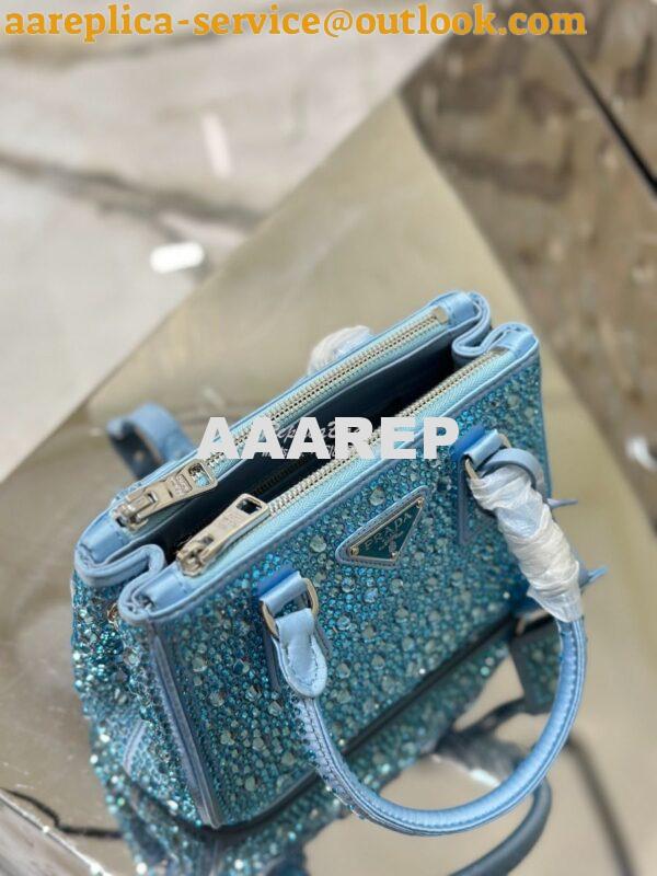 Replica Prada Galleria Satin Mini-bag With Crystals 1BA906 Blue 2