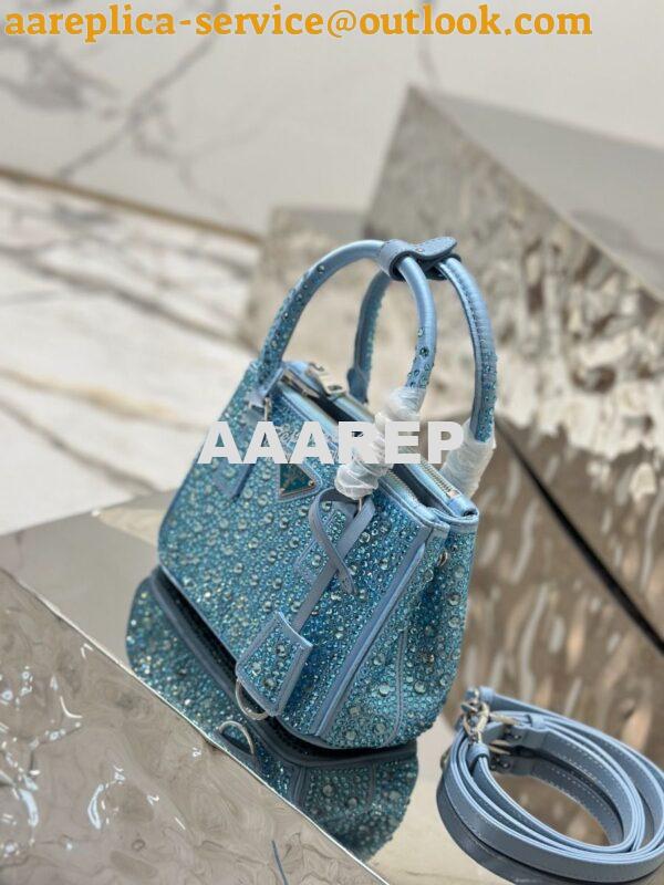 Replica Prada Galleria Satin Mini-bag With Crystals 1BA906 Blue 3