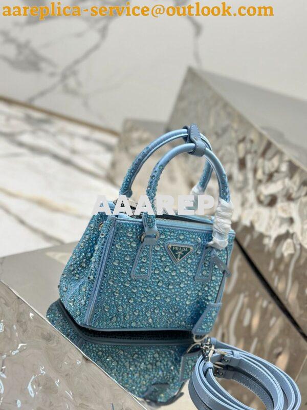 Replica Prada Galleria Satin Mini-bag With Crystals 1BA906 Blue 4