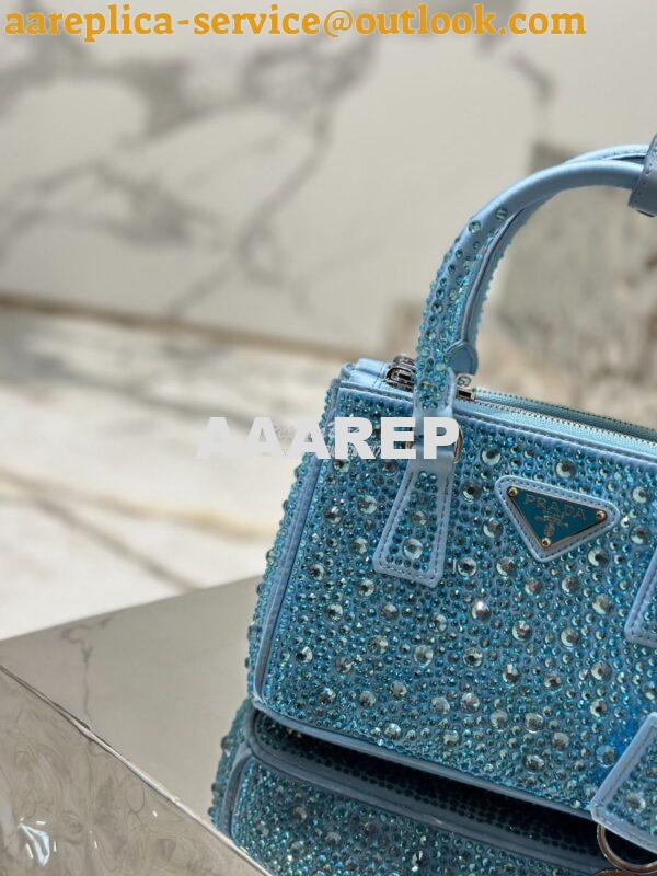 Replica Prada Galleria Satin Mini-bag With Crystals 1BA906 Blue 6