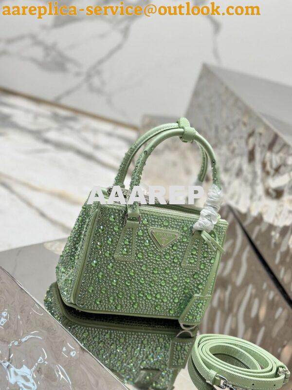 Replica Prada Galleria Satin Mini-bag With Crystals 1BA906 Aqua 2