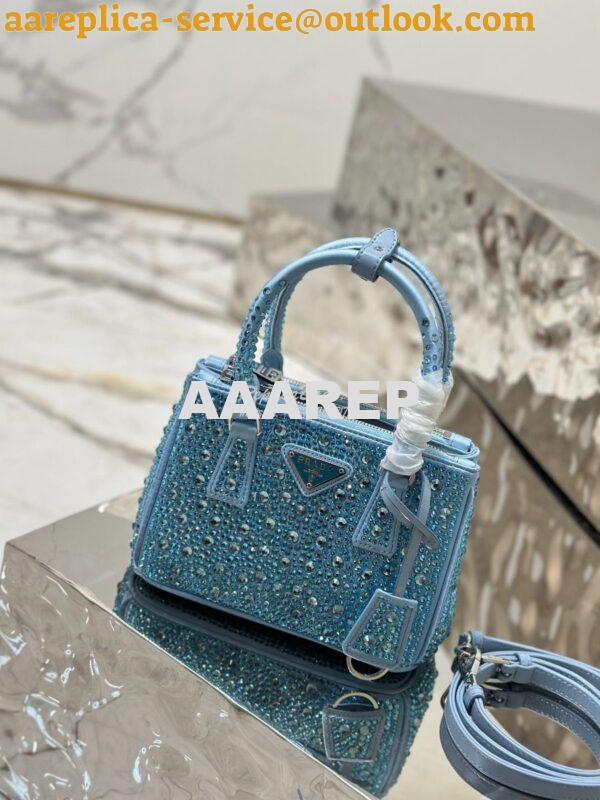 Replica Prada Galleria Satin Mini-bag With Crystals 1BA906 Blue 7