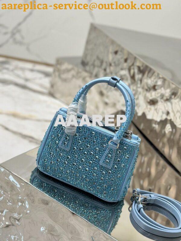 Replica Prada Galleria Satin Mini-bag With Crystals 1BA906 Blue 12