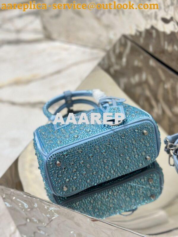 Replica Prada Galleria Satin Mini-bag With Crystals 1BA906 Blue 13