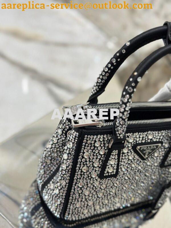 Replica Prada Galleria Satin Mini-bag With Crystals 1BA906 Black 9