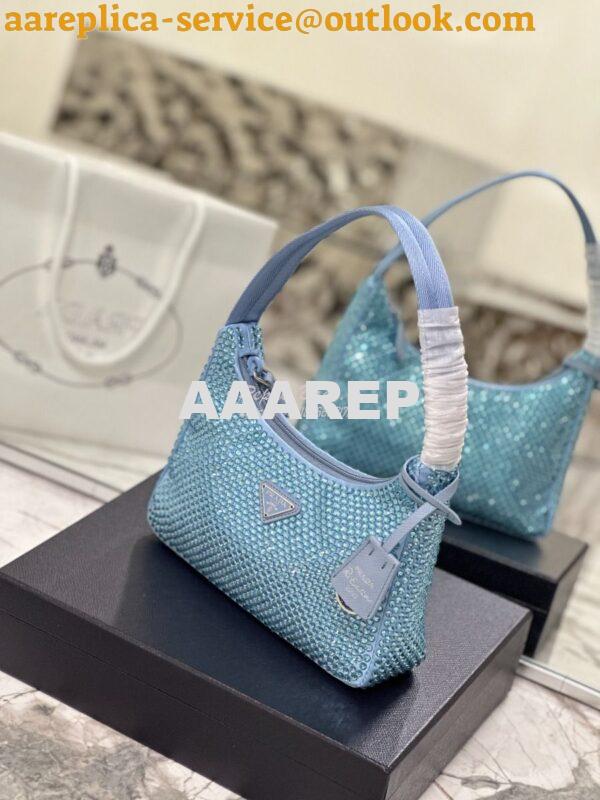 Replica Prada Satin Mini-Bag with Artificial Crystals 1NE515 Blue 2