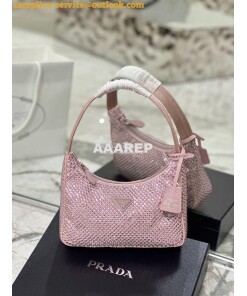 Replica Prada Satin Mini-Bag with Artificial Crystals 1NE515 Alabaster