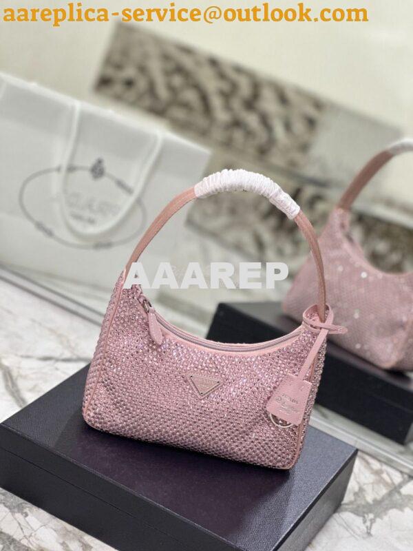 Replica Prada Satin Mini-Bag with Artificial Crystals 1NE515 Alabaster 5