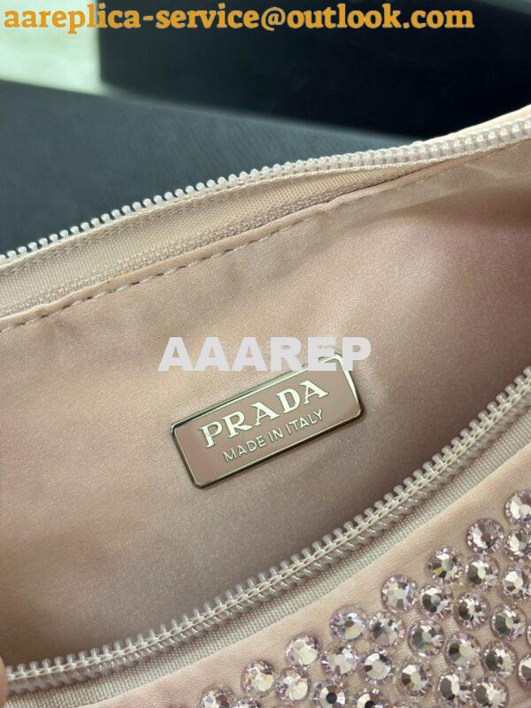 Replica Prada Satin Mini-Bag with Artificial Crystals 1NE515 Alabaster 11