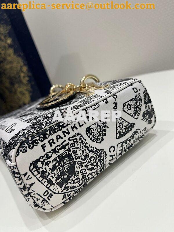 Replica Dior Lady D-Joy Bag White and Black Plan de Paris Printed Calf 5