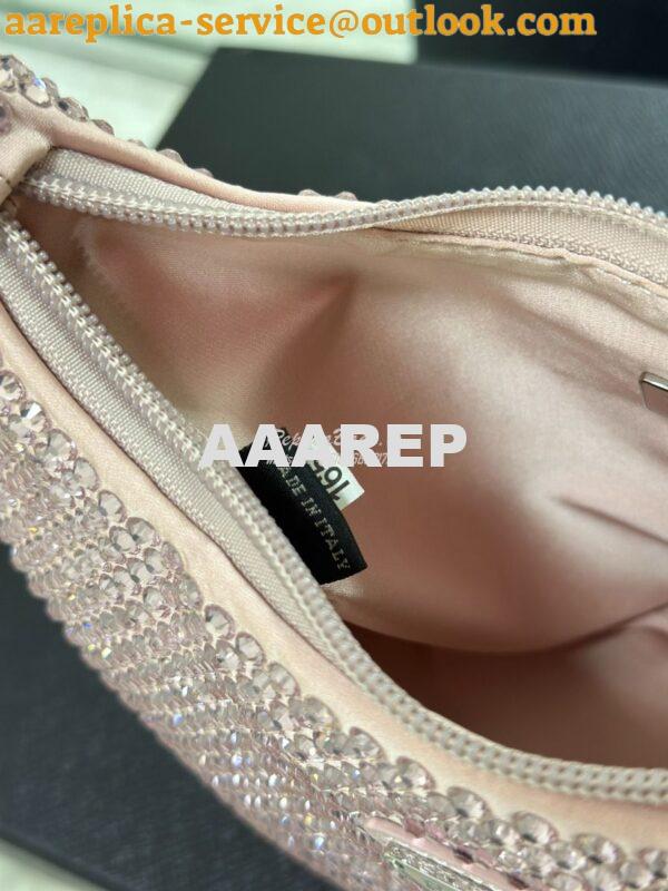 Replica Prada Satin Mini-Bag with Artificial Crystals 1NE515 Alabaster 12