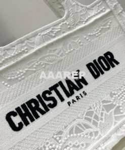 Replica Dior Mini Book Tote S5475 White Multicolor D-Lace Embroidery w 2