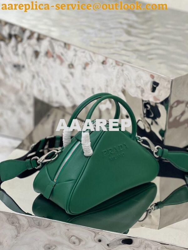 Replica Prada Leather Triangle bag 1BB082 Green 5