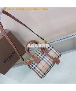 Replica Burberry Check Mini Bowling Bag Archive Beige 80534961