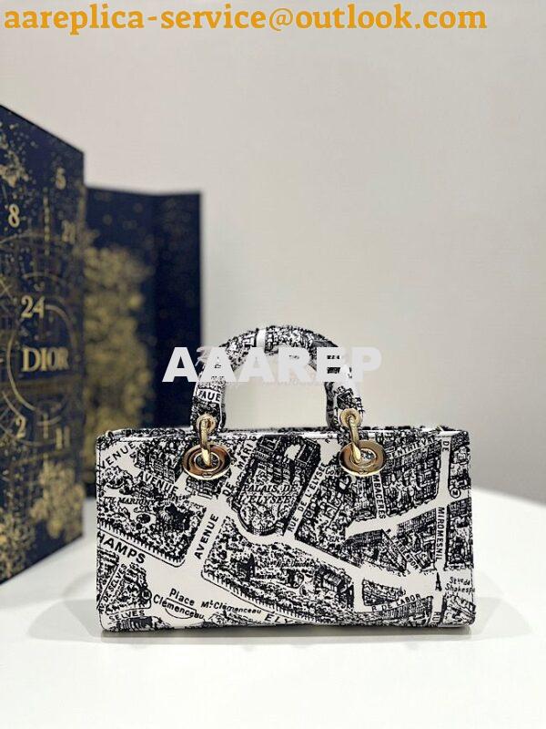 Replica Dior Lady D-Joy Bag White and Black Plan de Paris Printed Calf 9