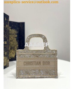 Replica Dior Mini Book Tote S5475 Gold-Tone D-Lace Embroidery with Mac