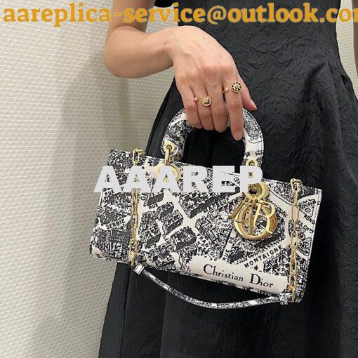 Replica Dior Lady D-Joy Bag White and Black Plan de Paris Printed Calf 11