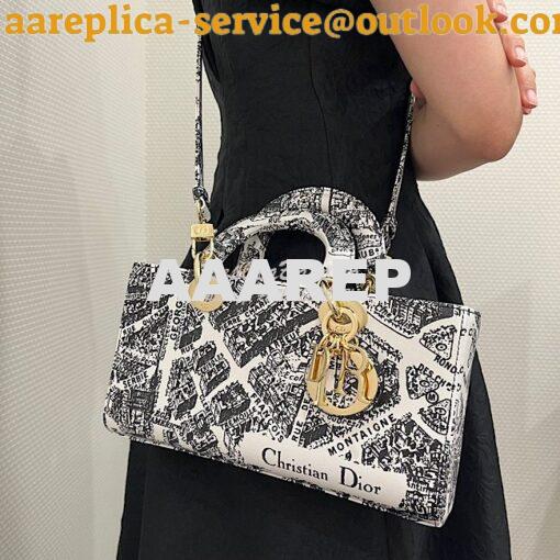 Replica Dior Lady D-Joy Bag White and Black Plan de Paris Printed Calf 12