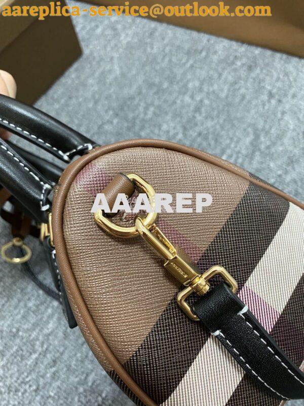 Replica Burberry Check Mini Bowling Bag Dark Birch Brown 80534961 4