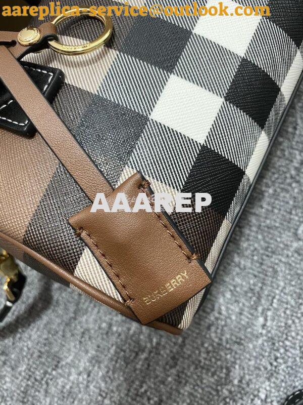 Replica Burberry Check Mini Bowling Bag Dark Birch Brown 80534961 5