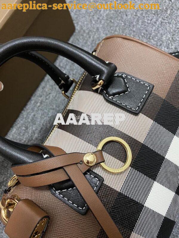 Replica Burberry Check Mini Bowling Bag Dark Birch Brown 80534961 6