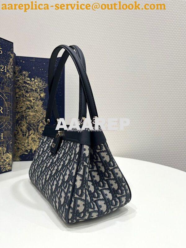 Replica Dior Medium Key Bag Blue Oblique Jacquard M1843 2