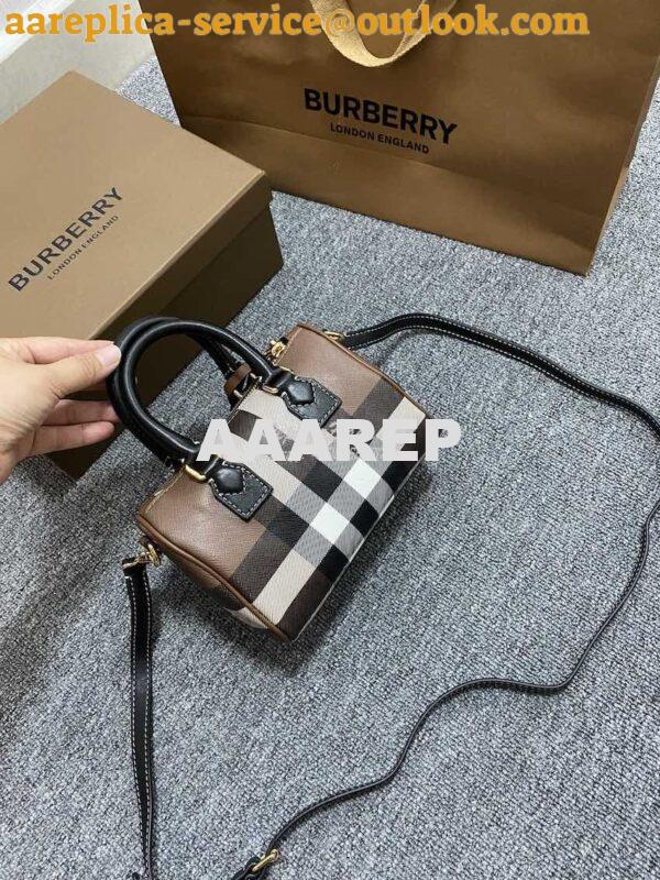 Replica Burberry Check Mini Bowling Bag Dark Birch Brown 80534961 7