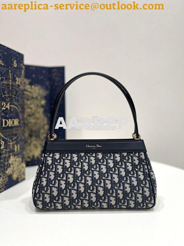 Replica Dior Medium Key Bag Blue Oblique Jacquard M1843 3