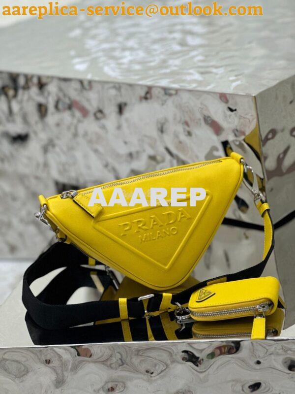 Replica Prada Triangle leather shoulder bag 1BH190 Yellow 2