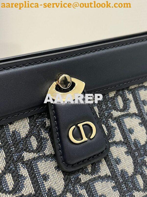 Replica Dior Medium Key Bag Blue Oblique Jacquard M1843 4