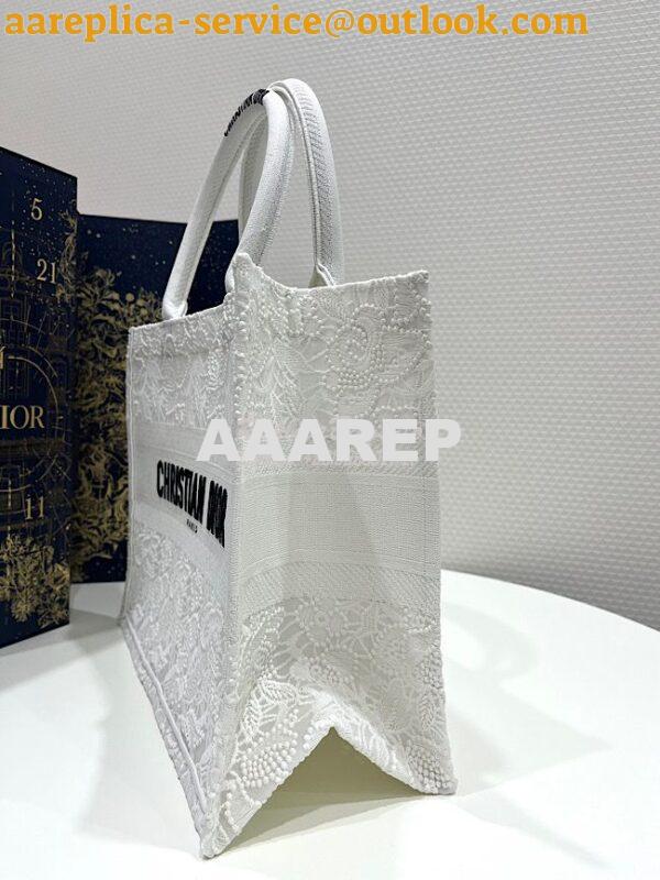 Replica Dior Book Tote bag in White Multicolor D-Lace Embroidery with 12