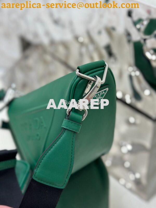 Replica Prada Triangle leather shoulder bag 1BH190 Green 8