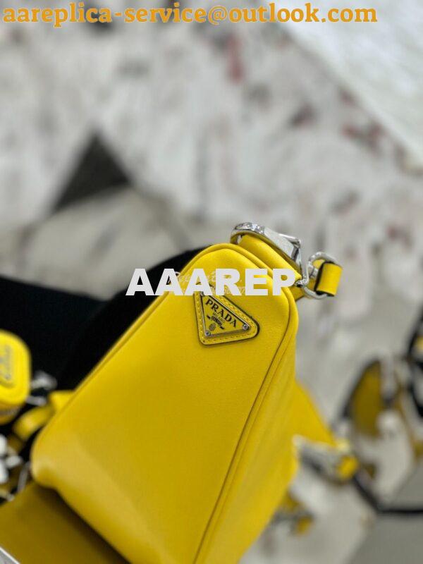 Replica Prada Triangle leather shoulder bag 1BH190 Yellow 5