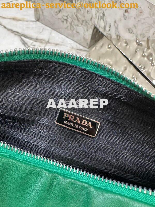 Replica Prada Triangle leather shoulder bag 1BH190 Green 9