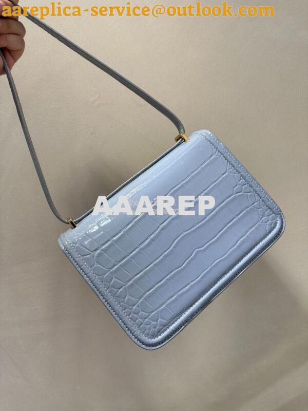 Replica Burberry Tb Mini Croc-effect Leather Shoulder Bag in cloud gre 12