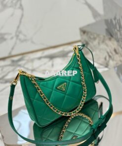 Replica Prada Re-Edition 1995 Chaîne Re-Nylon mini-bag 1BC204 Green 2